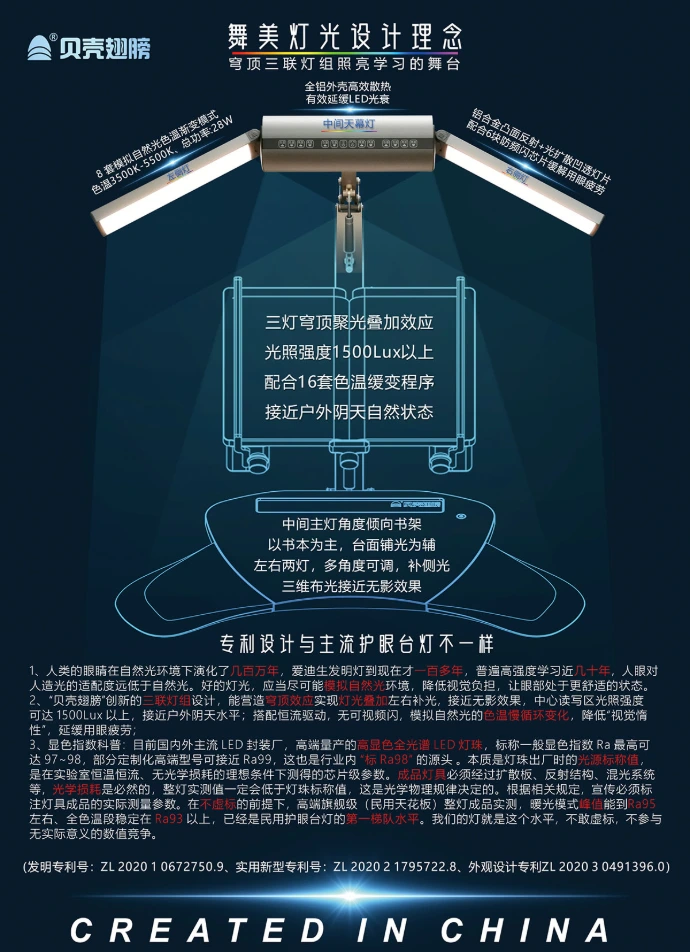 贝壳翅膀专利穹顶无影三联灯组系统介绍详图
